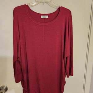 Zenana Outfitters Women's Long Sleeve Top in Deep Red